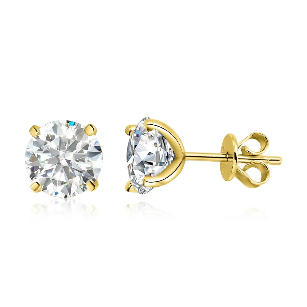 Moissanite Stud Earrings 0.2-3CT Round Cut, Classic Rose Gold S925 — Rose Gold | KIMLUD