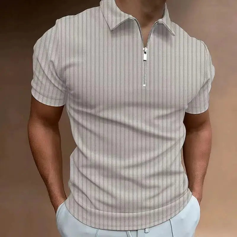 Polo Shirt – Zipper Detail – Viscose – White | KIMLUD