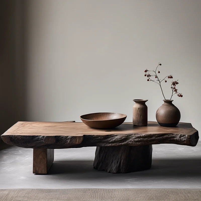 Solid Wood Coffee Table Minimalist Modern — Natural Wood | KIMLUD