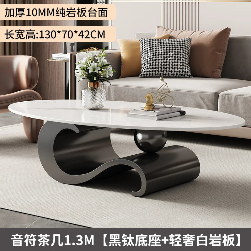 Rock Slab Coffee Table Sculptural Bronze-Toned Wooden Base — Ivory | KIMLUD