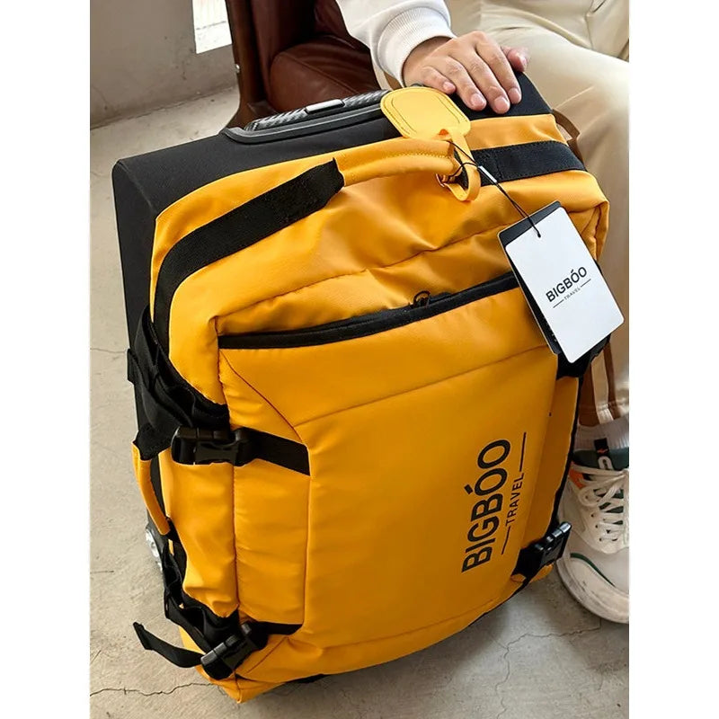 Oxford Cloth Luggage Trolley Bag Ultra-Lightweight — Color-Block | KIMLUD