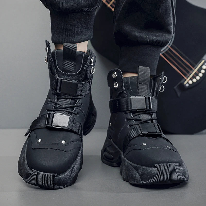 Motorcycle Boots - Lace-Up Ankle Boot - Genuine Leather Lining | KIMLUD