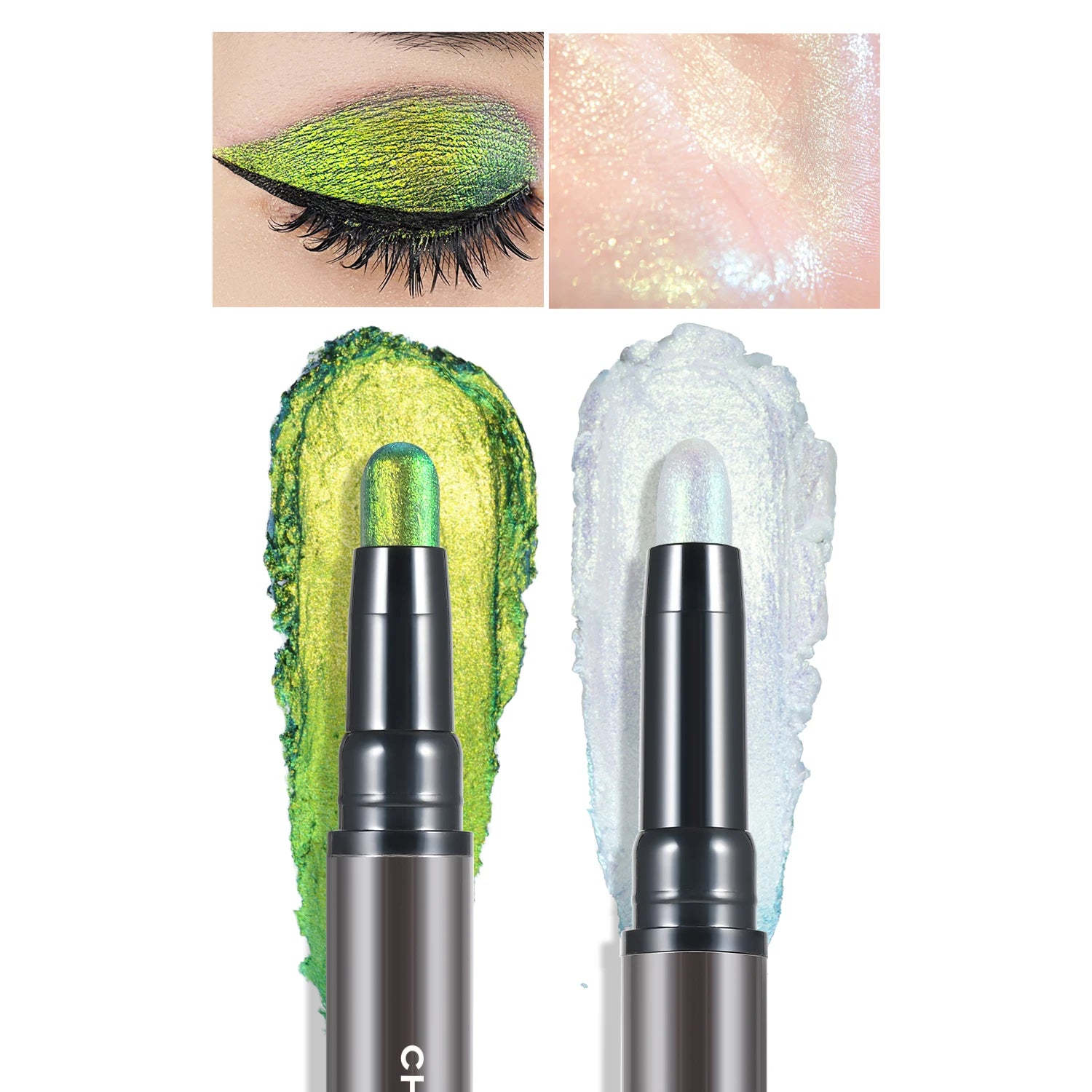 KIMLUD, CHARMACY 2 In 1 Multichrome Eyeshadow Sticks High Pigmented Glitter Eyeshadow Waterproof Eye Shadow Pen Metallic Makeup 6 Color, 906 / CHINA, KIMLUD APPAREL - Womens Clothes