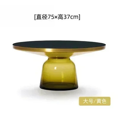 Nordic Creative Glass Round Coffee Table Combination Living Room Reception Side Table Transparent Light Luxury Coffee Tables