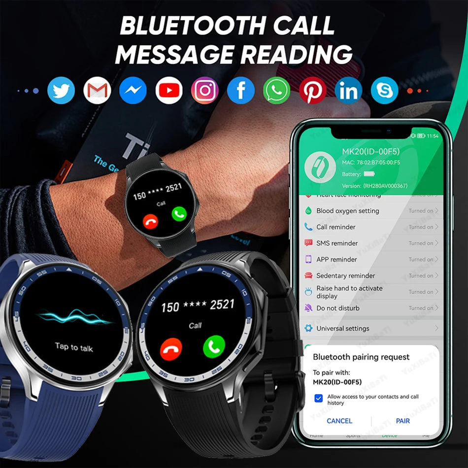KIMLUD, 2025 New For Man DT Watch X Smart Watch Men 32GB Memory AMOLED HD Screen Bluetooth Call NFC Heart rate waterproof SmartWatch, KIMLUD Womens Clothes