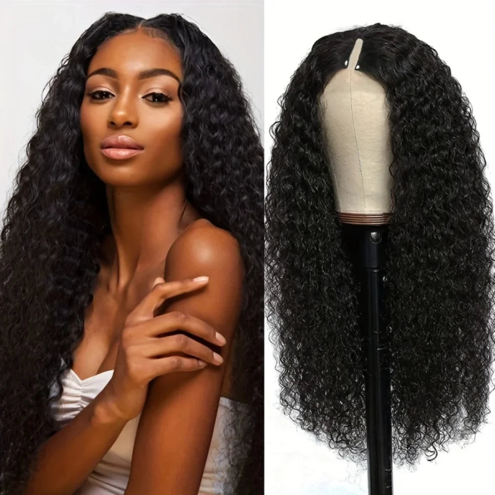V Part Wig – 32 Inch Easy Install – Remy Human Hair – Natural Color | KIMLUD