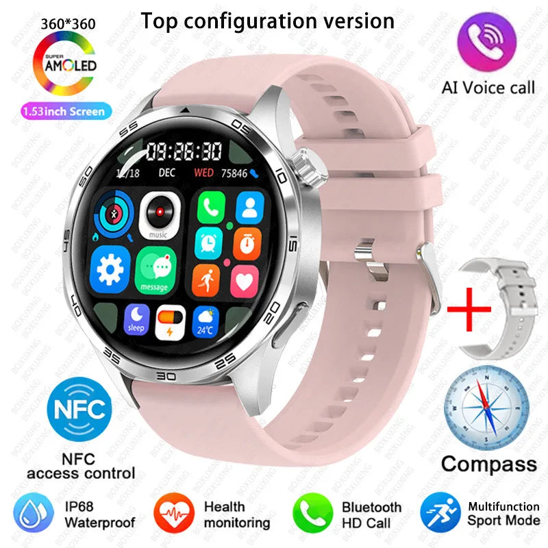 For Huawei GT5 PRO Smart Watch Men Watch 5 Pro AMOLED HD Screen Bluetooth Call GPS Trajectory NFC Heart Rate Compass SmartWatch
