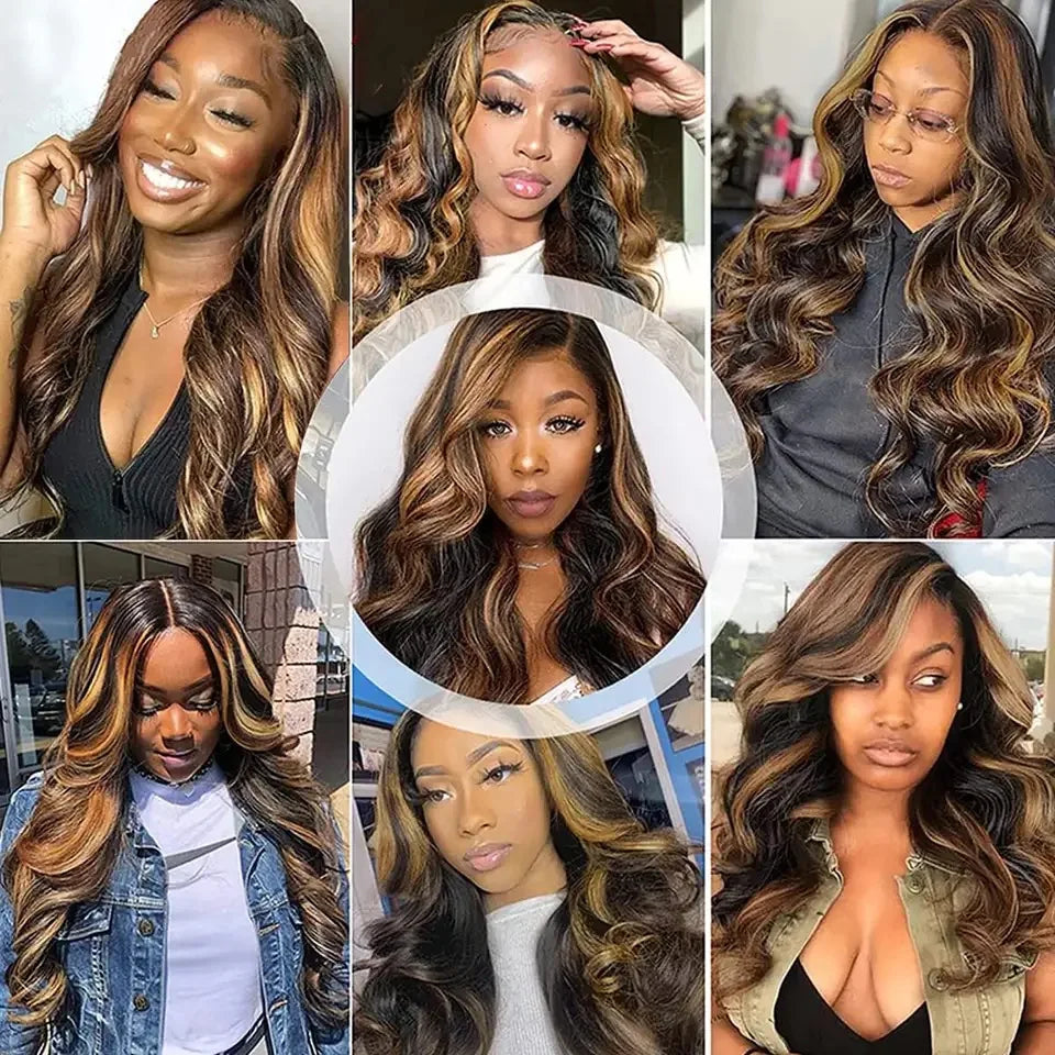 HD Lace Frontal Wig – Highlight Wave – Human Hair – Honey Blonde | KIMLUD