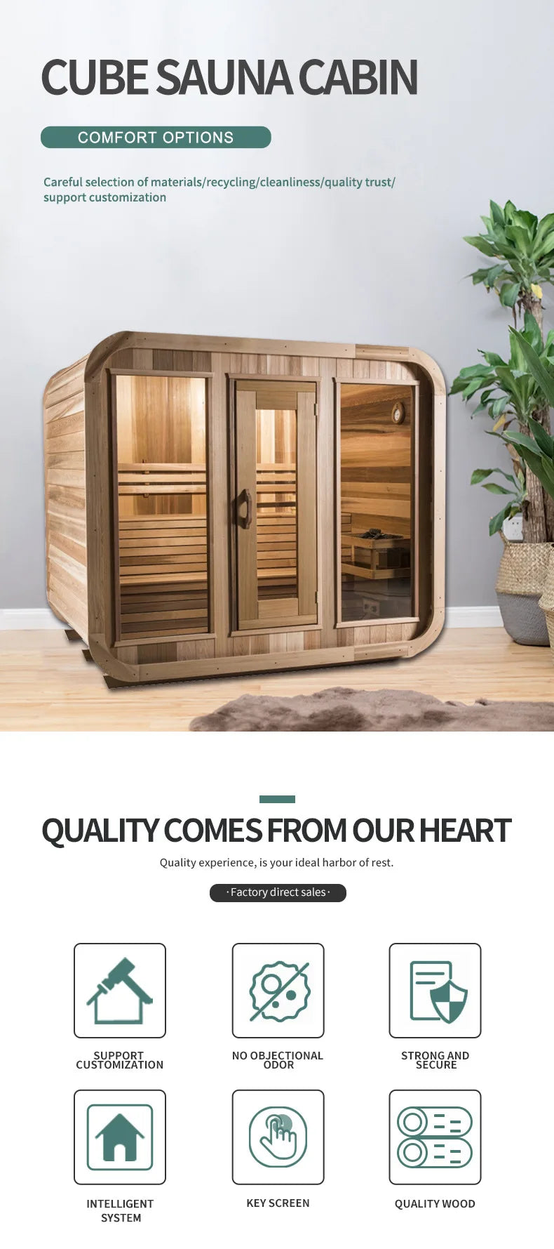 Canadian red cedar cube outdoor sauna for home traditional wooden sauna