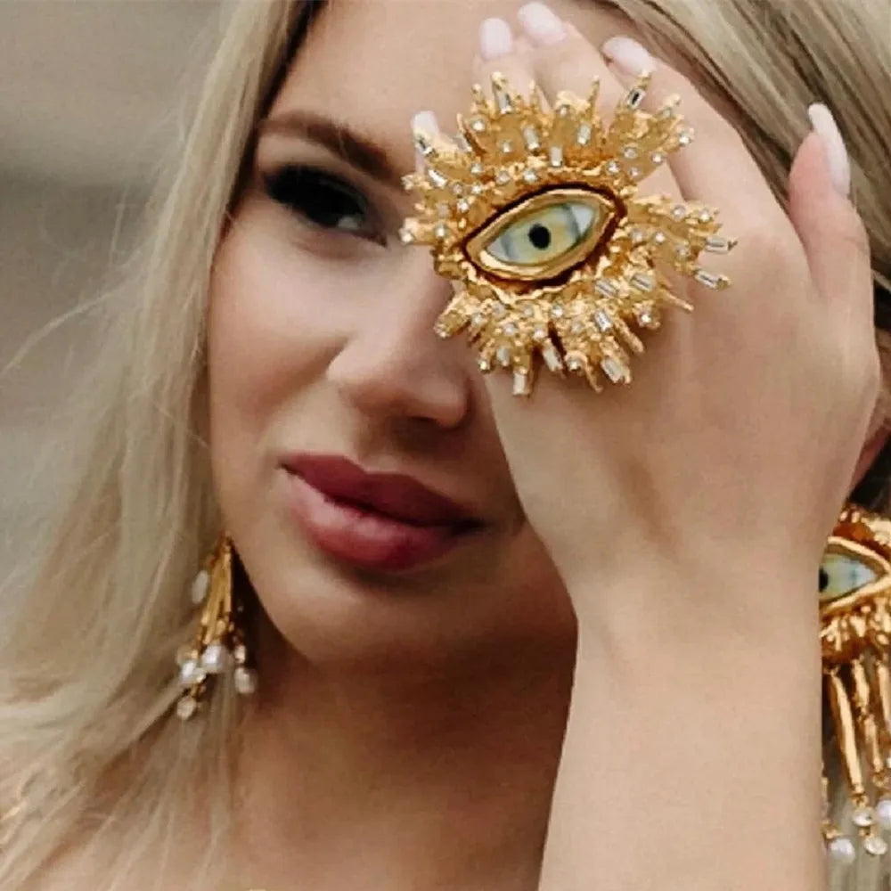 Baroque Style Fashion Alloy Big Eyes Dangle Earrings For Women Jewelry Exaggerated Ladys' Statement Earrings  Accessories