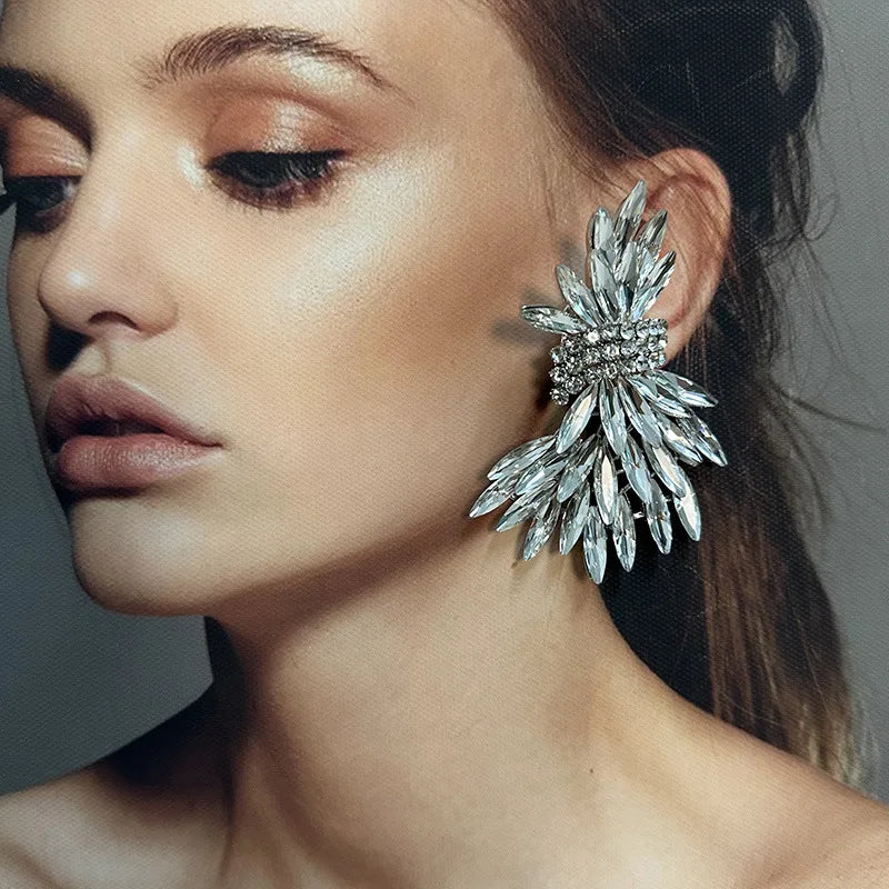 Crystal Dazzle Earrings Paved Drop — Crystal | KIMLUD