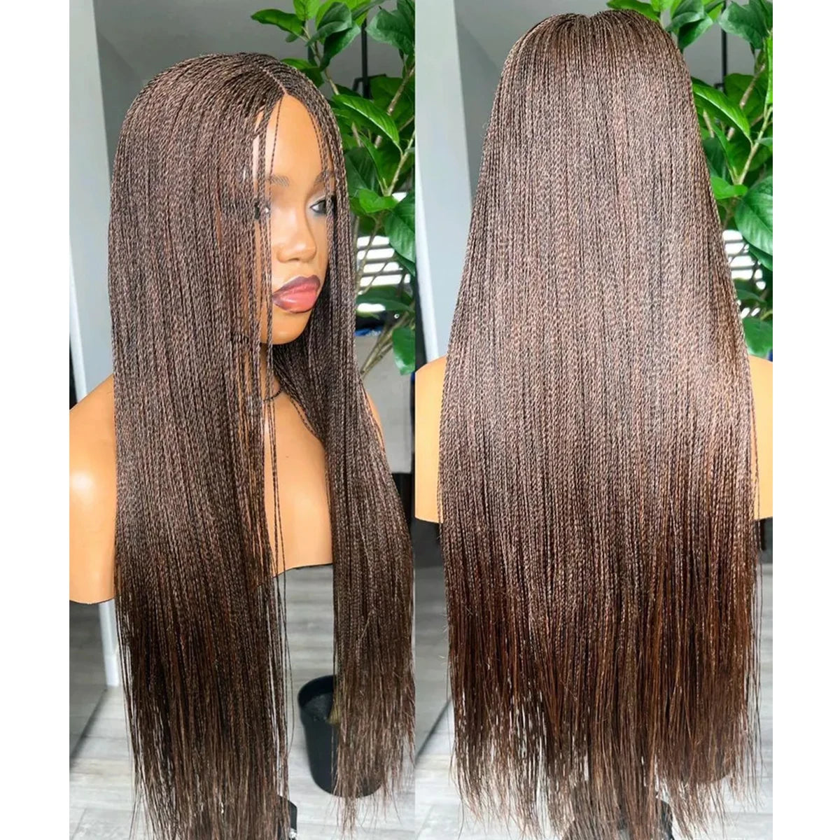 Lace Front Wig – 5x5 HD Closure Glueless – Kanekalon Micro Twist – Chestnut Brown | KIMLUD