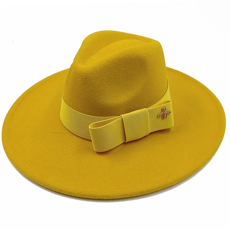 Low price wholesale Fedora hats Winter jazz monochrome bow elastic band men and women red jazz hats Fedora hats sombrero hombre - KIMLUD