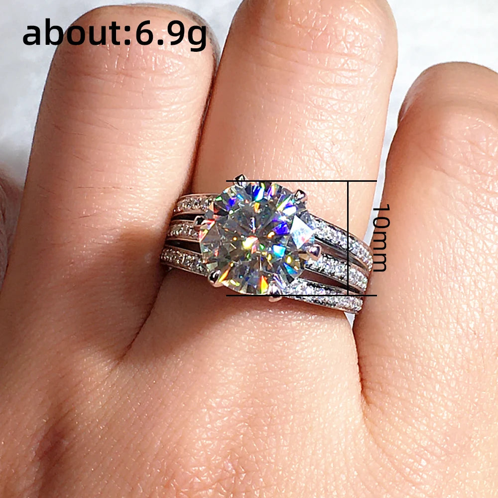 Huitan Luxury Six Claw Cubic Zirconia Rings Wedding Engagement Bands High Quality Silver Color AAA CZ Ring Women Fashion Jewelry