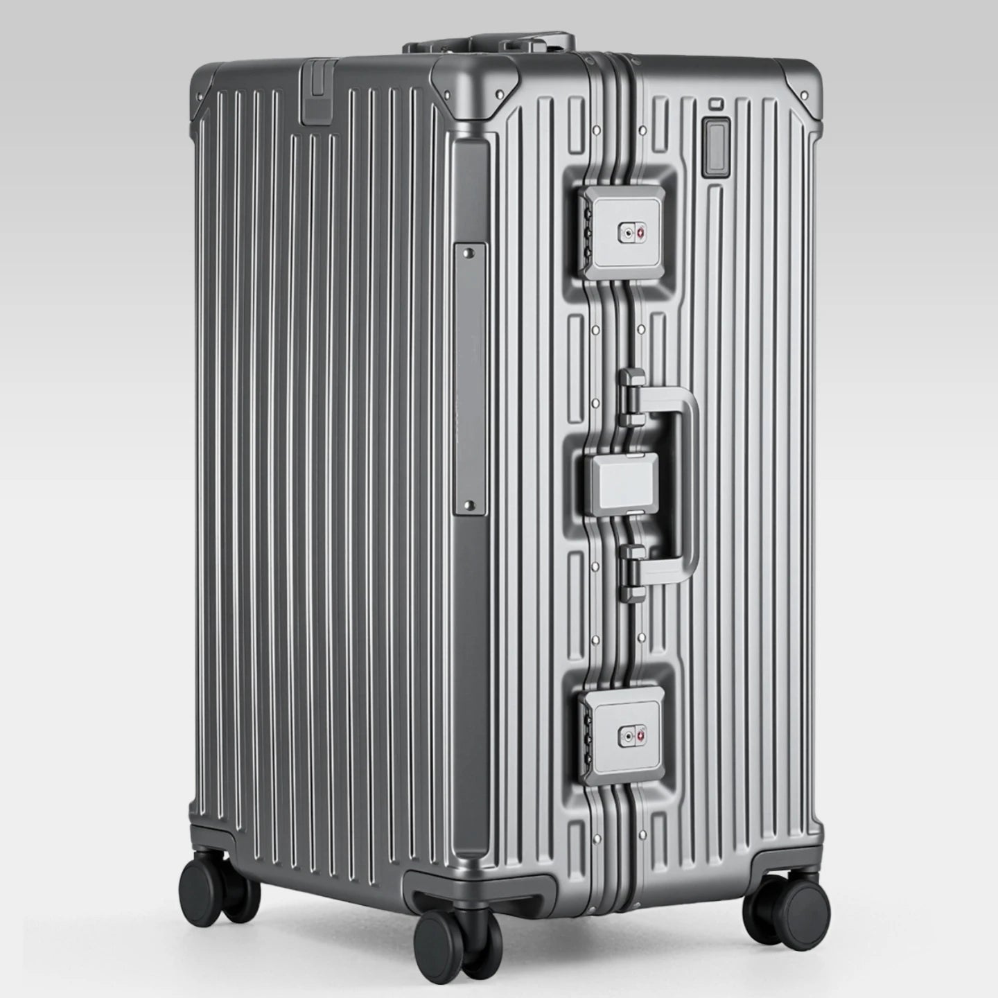 PC Material Rolling Luggage Aluminum Frame — Black | KIMLUD