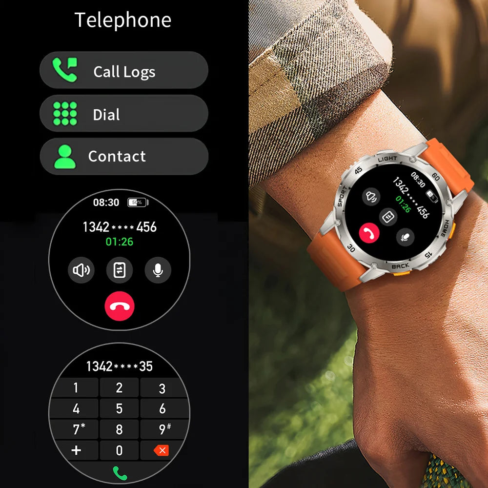 Outdoor Sport Smart Watch Men Compass 400mAh Battery Flashlight Health Monitoring Waterproof Bluetooth Call Smartwatch 2025 New