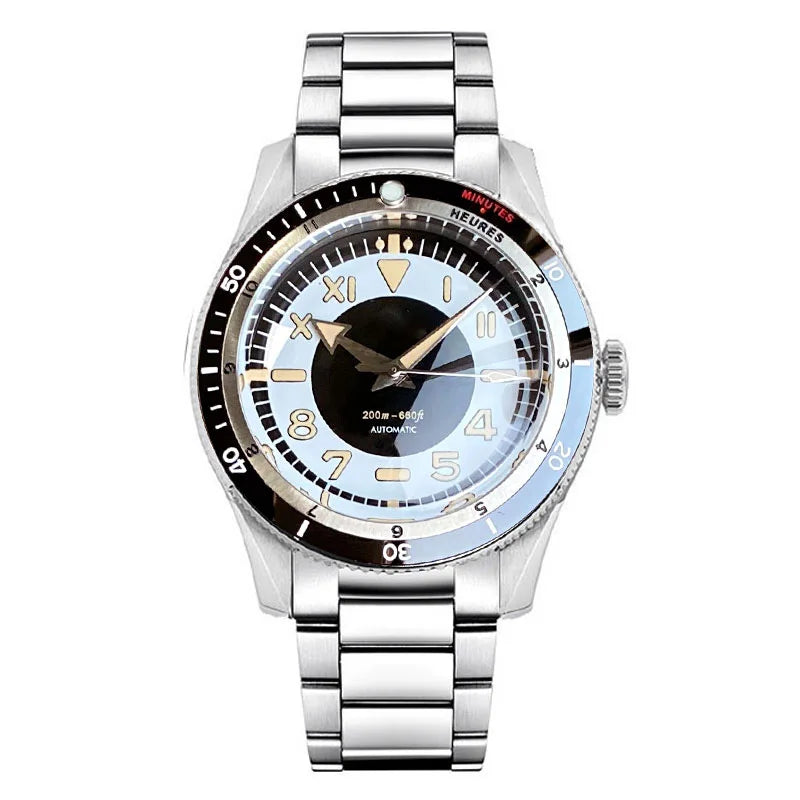 Tandorio Vintage 20ATM Dive Swim Watches Domed Sapphire Black White NH35 PT5000 40mm Automatic Mechanical Men Watch Luminous New