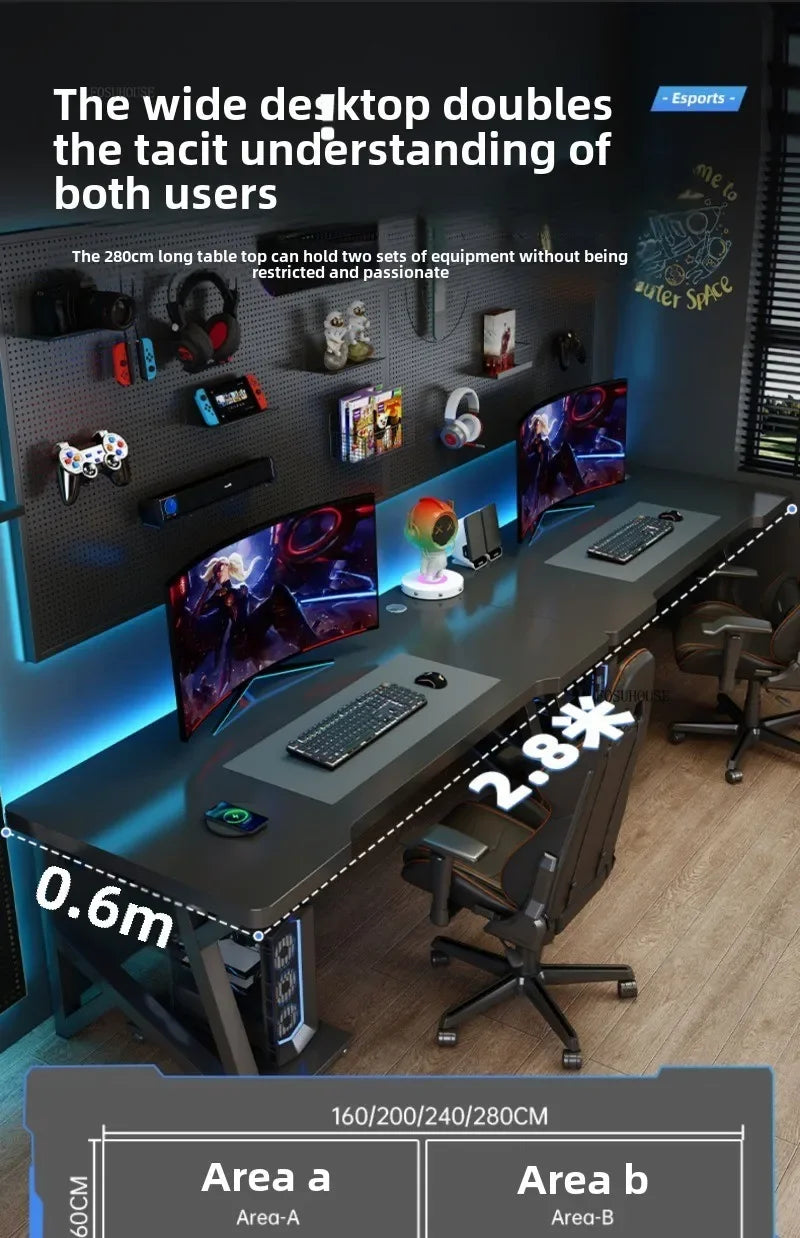 L-Shaped Double Computer Desk Home Office — Black | KIMLUD