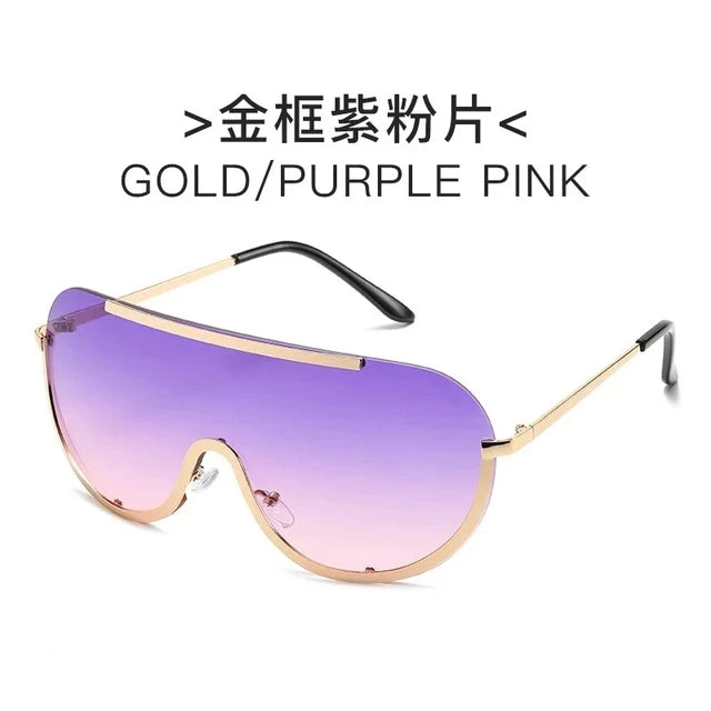 Oversized Punk Sunglasses Metal Frame — Black | KIMLUD