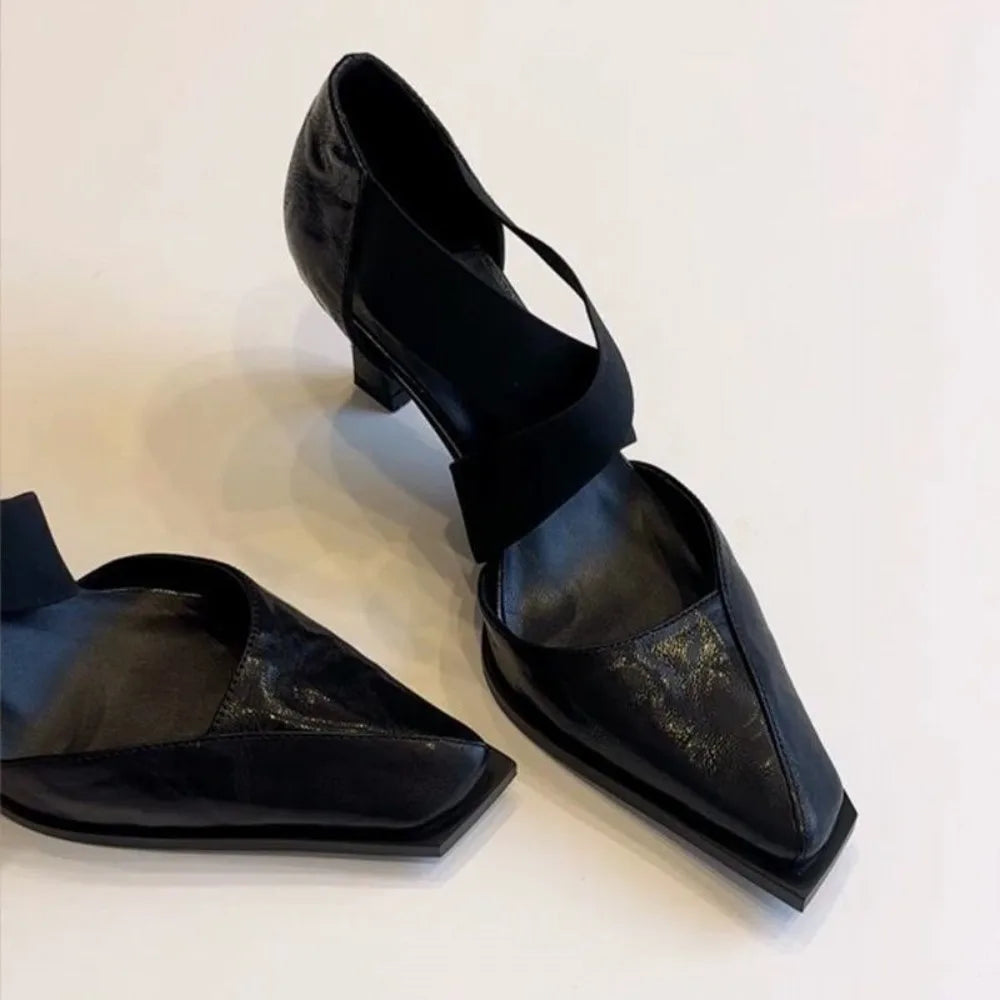 Mary Jane Shoes – Cross Elastic Strap – Square Toe Silhouette | KIMLUD