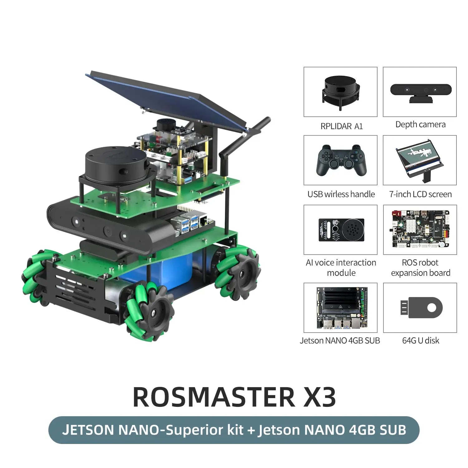 ROSMASTER X3 ROS2 Robot Aluminum Alloy Frame Autopilot Lidar Mapping for Jetson NANO Orin NX SUPER Orin NANO SUPER Raspberry Pi5