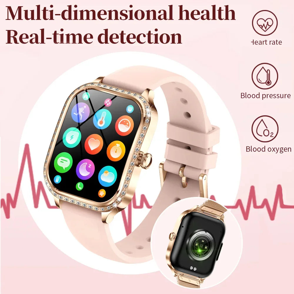 KIMLUD, 2025 New Lady Smart Watch Women AMOLED Curved Screen IP68 Waterproof Health Call Smartwatch For Samsung Huawei Apple Watch 4 ios, KIMLUD Womens Clothes