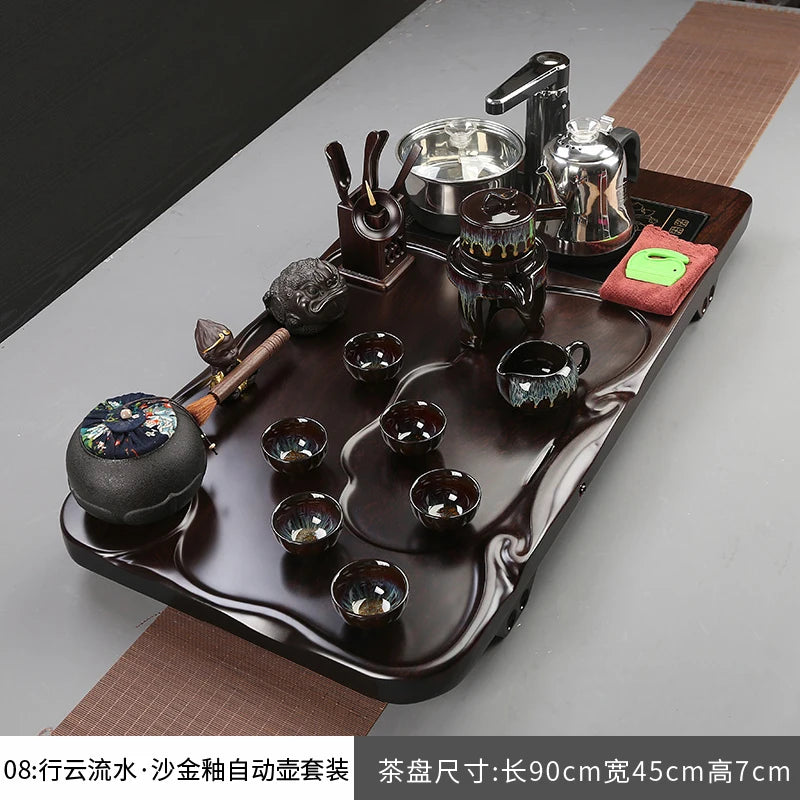 Porcelain Tea Set With Infuser And Hand Glazed Accents And Tray — White | KIMLUD