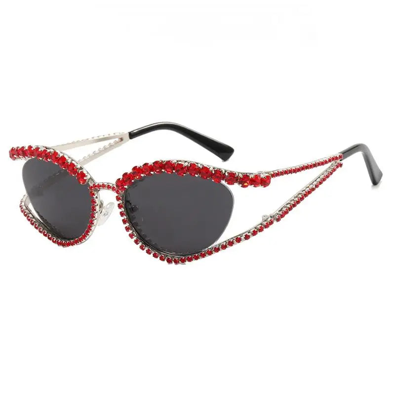 Diamond Hollow Sunglasses Concave Shape — Black | KIMLUD