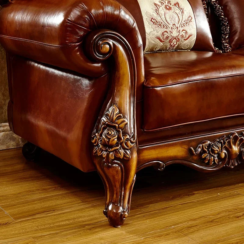 Wood Brown European Sofas Waterproof Armrest Luxury Floor Lounges Couch Puffs Nordic Designer Canape Salon Furniture Home