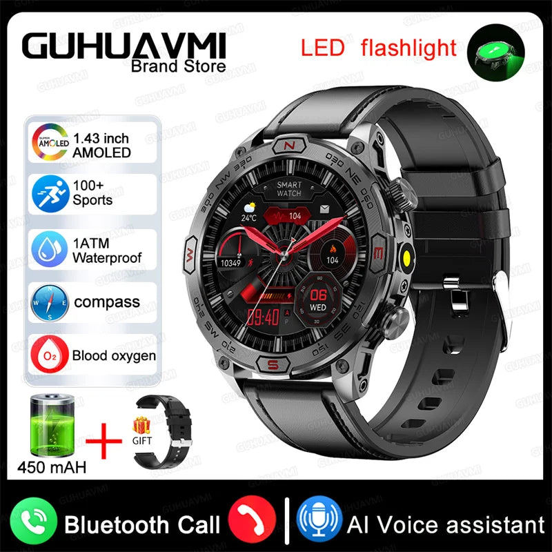 2025 New Outdoor Military GPS Smart Watch Men 466*466 HD AMOLED Full Touch Screen Bluetooth Call IP68 Waterproof Smartwatches