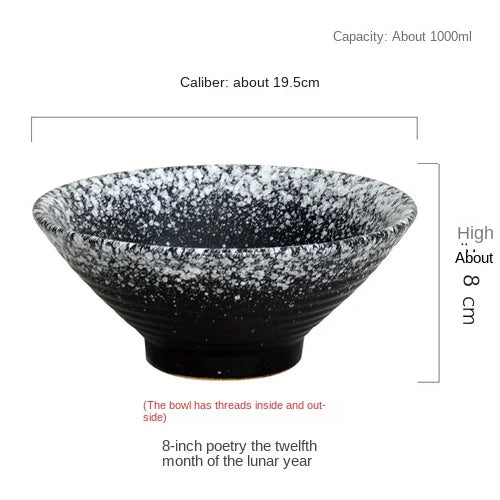 Porcelain Japanese Ramen Bowl Large — Black | KIMLUD