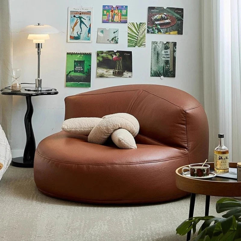 Lazy Sofas Living Room Single Sofa Modern Design Sofa for 1 Person Can Lie Down Beanbag Tatami Thickened Leather Home Furniture