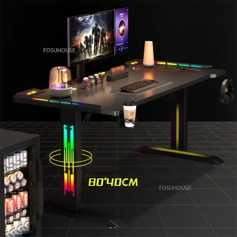 Modern E-sports Table Home Study Room Office Computer Table Office Furniture Internet Cafe Gaming Desk With RGB Atmosphere Light