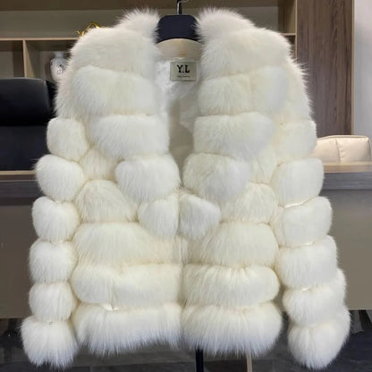 Fox Fur Coat – Winter High-End – Fox Fur – Colorful Sable | KIMLUD