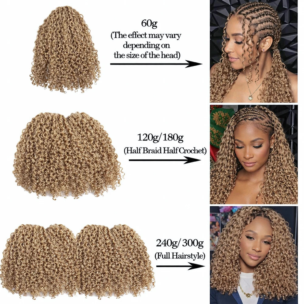 Kinky Curly Feather Crochet Hair Extensions Human Hair — Honey Blonde | KIMLUD
