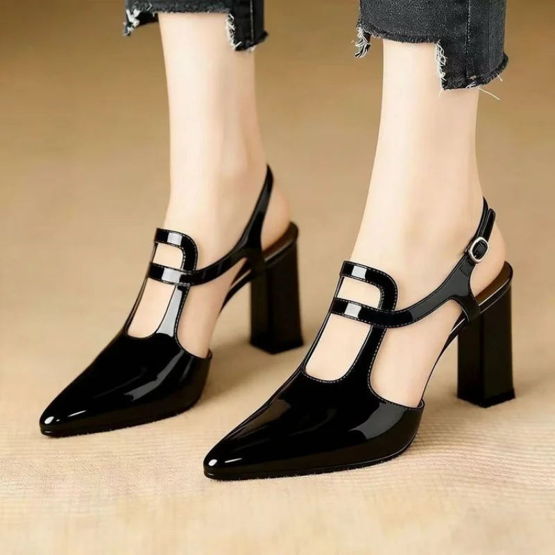 Women's Pumps – Pointed Toe Slingback – Patent Leather | KIMLUD