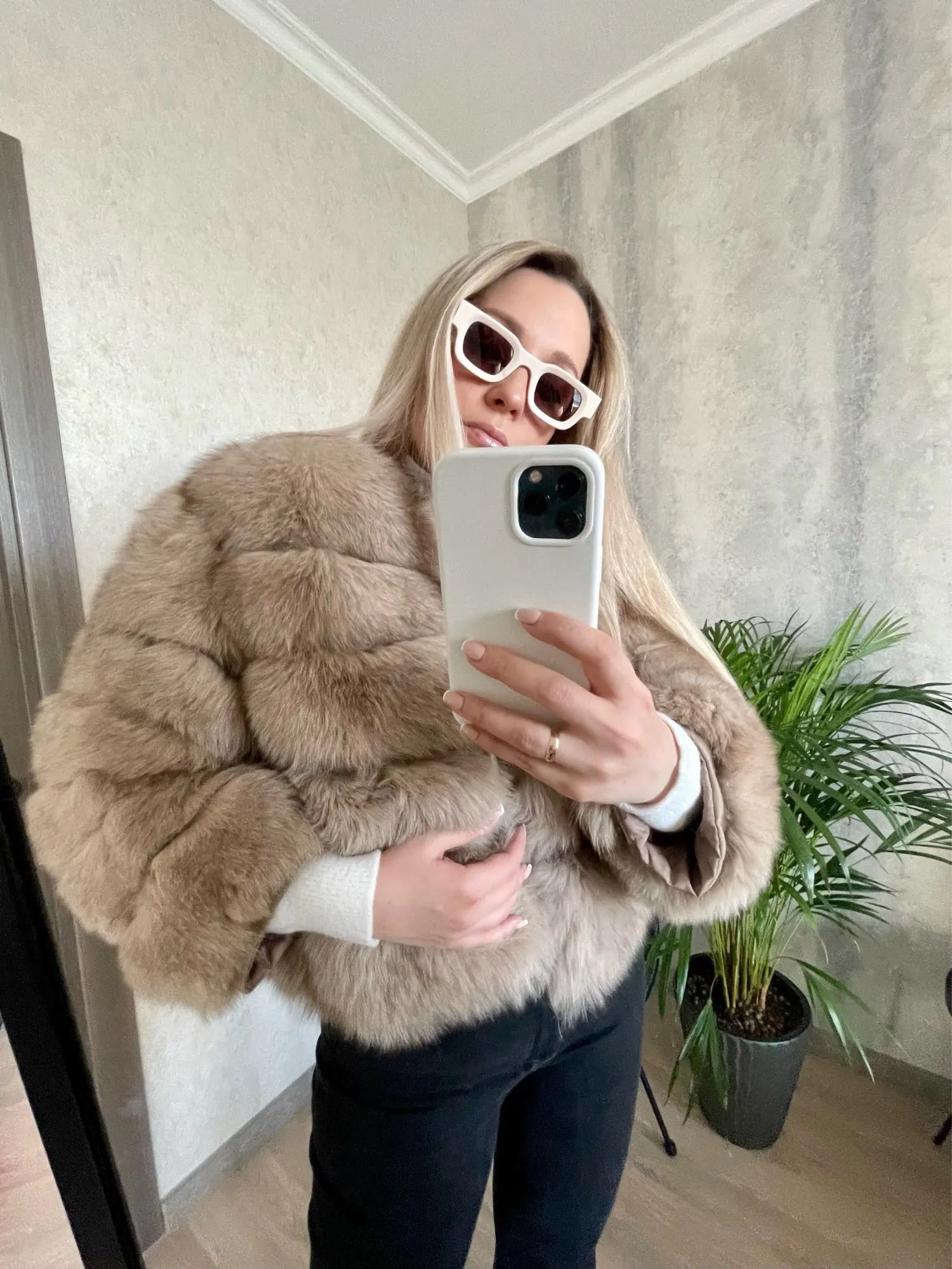 OFTBUY 2022 Winter Jacket Women Real Fox Fur Coat Natural Fox Fur Outerwear O-neck Three Quarter Sleeve Thick Warm Fashion New