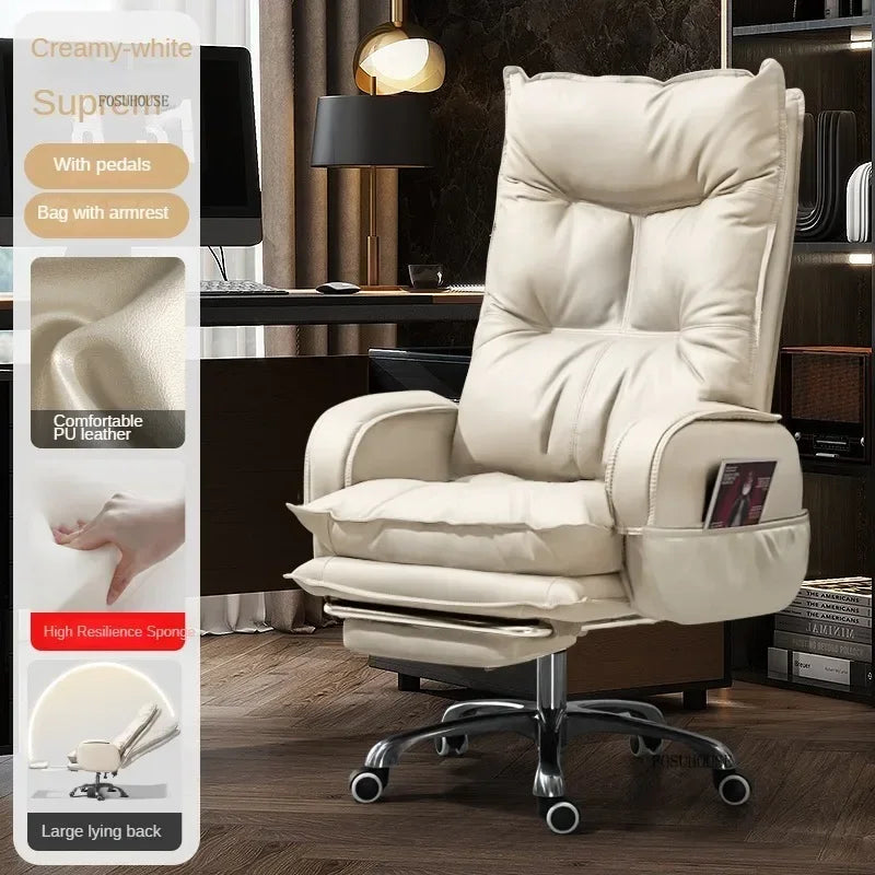 Modern Designer Armchairs Lazy Rolling Leather Office Chair Home Computer Swivel Gaming Accent Chairs Office Furniture w i g