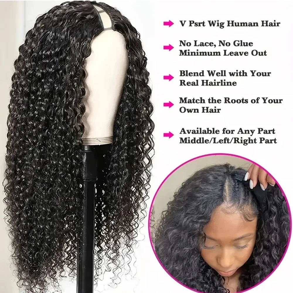 V Part Wig – 32 Inch Easy Install – Remy Human Hair – Natural Color | KIMLUD