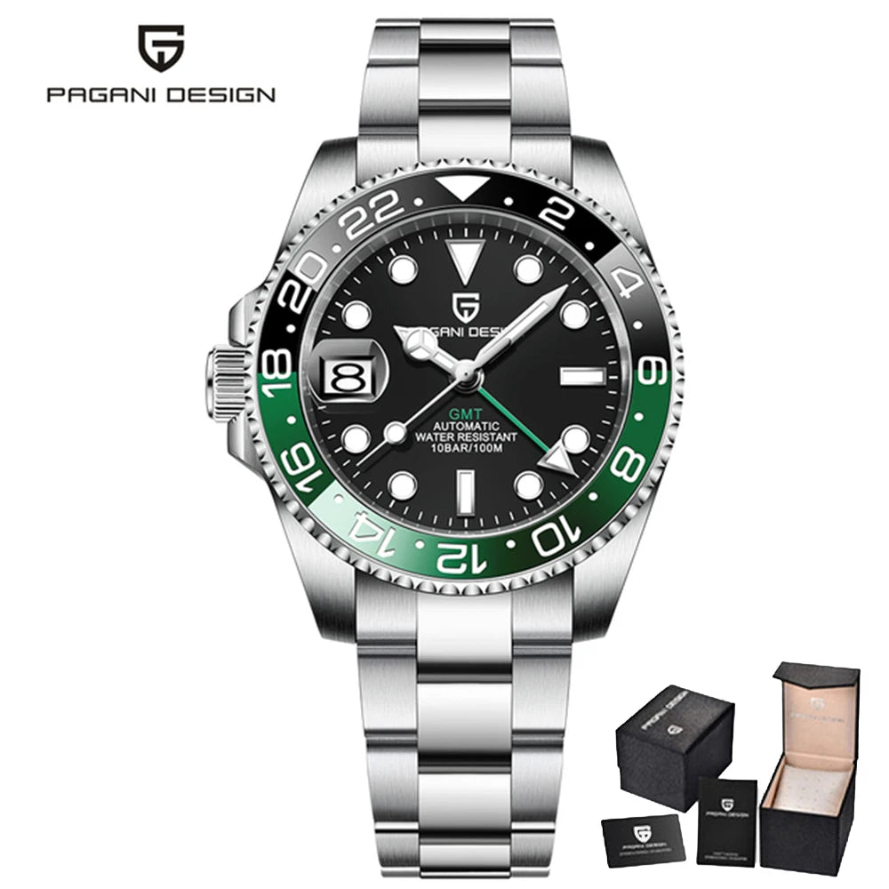 PAGANI DESIGN V3 New 40MM GMT WATCH Luxury Men Watch Ceramic bezel 100M Waterproof Luminous Sapphire Glass Men Mechanical Watch