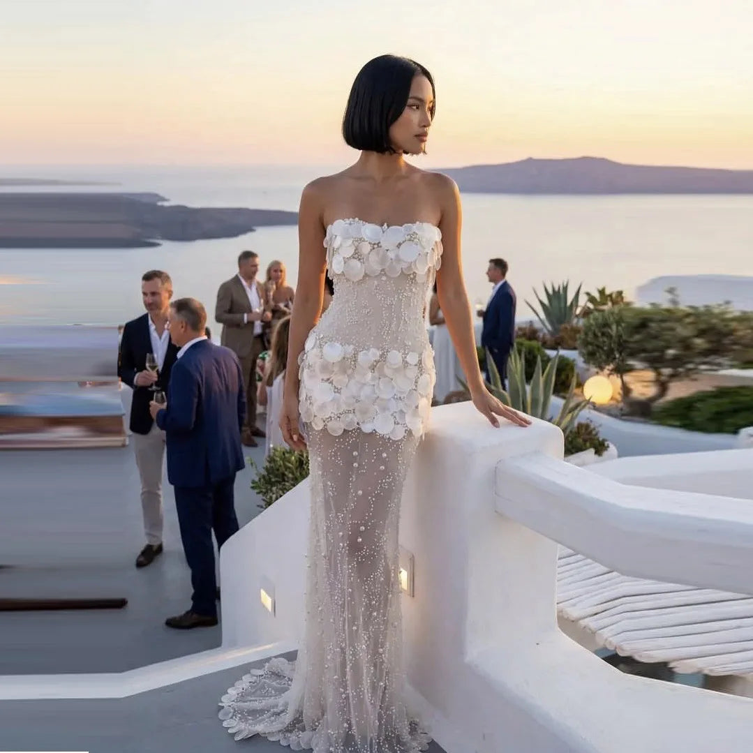 Sparkling Sequin Party Dress Long Floor Length Custom Made Women Dresses See Through Beaded Sleeveless Prom Gowns Tulle