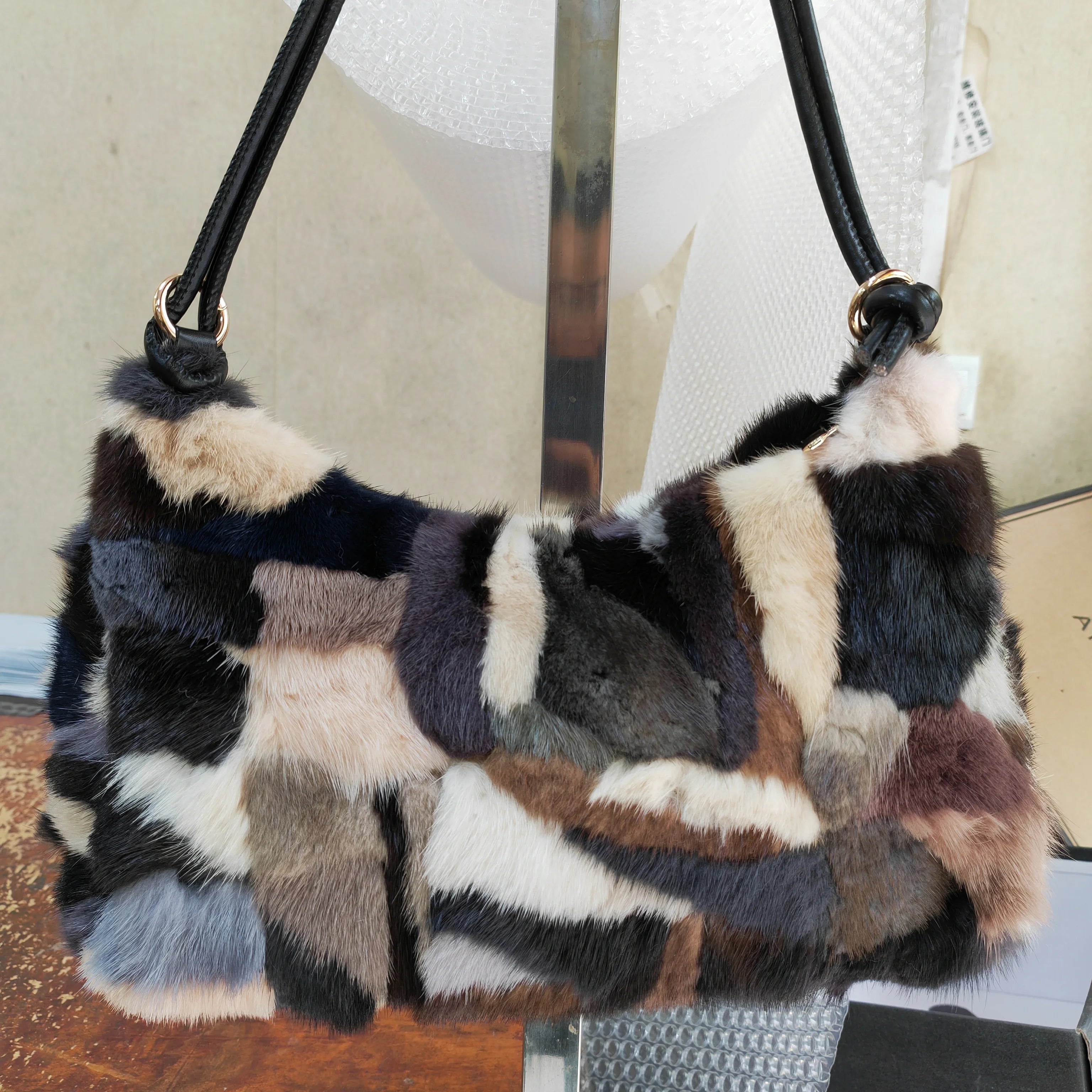 Winter Fox Fur Bag Women's  Bag Fashion  Handbag Ladies Bags Purses Women Shoulder Bag Real Silver Fox Fur Messenger Bags
