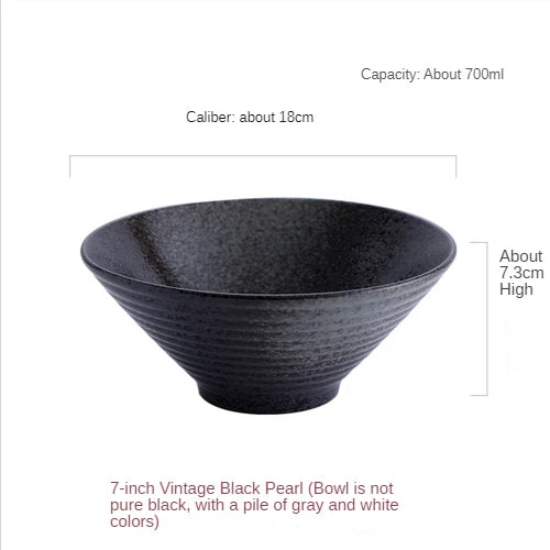 Porcelain Japanese Ramen Bowl Large — Black | KIMLUD