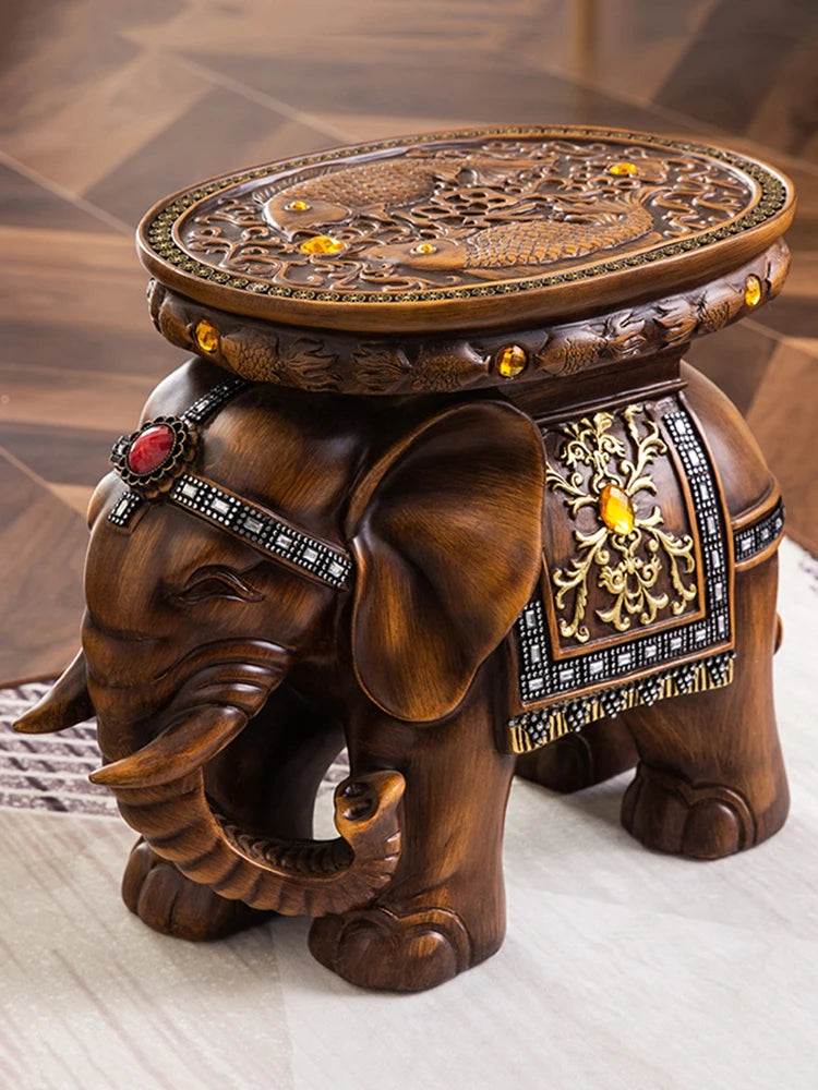 Creative Elephant Stool,Statue Resin Furniture,Luxury Living Room,Entrance Shoe Changing Stools,Floor Decoration Sculpture Gift