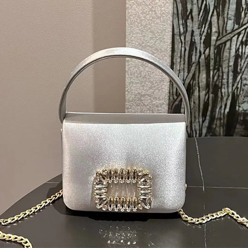 Crystal-Embellished Satin Evening Bag Tassel — Crystal | KIMLUD
