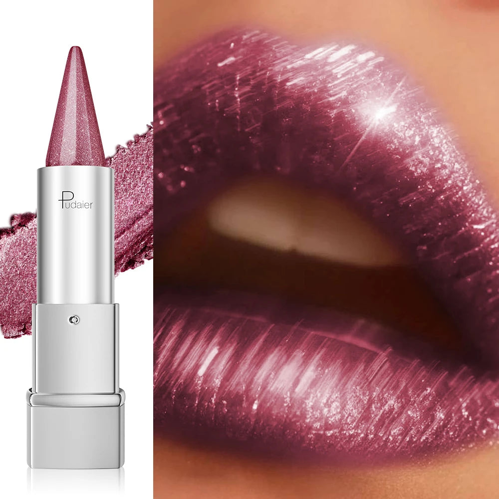 Lipstick - Waterproof Long-Lasting - Metallic Texture - Purple | KIMLUD