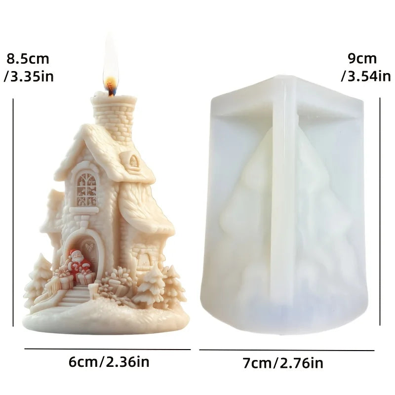 KIMLUD, 2025 Christmas House Fragrance Candle Silicone Mold Santa Claus Santa Claus Knocking On Door Giving Gifts Resin Plaster Molds, KIMLUD Womens Clothes