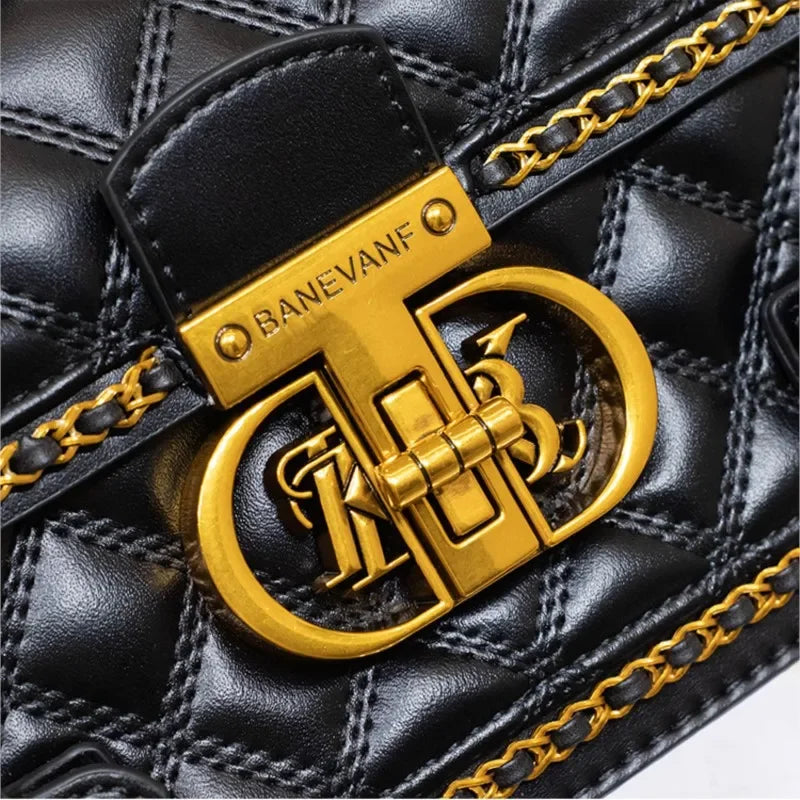 PVC Crossbody Mini Square Bag Leather Look — Black | KIMLUD