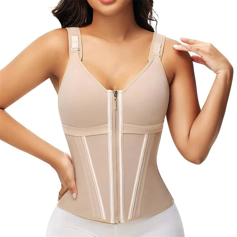 Colombian Shapewear Waist Trainer 17 Steel Bones, 3-Row Hooks — Black | KIMLUD