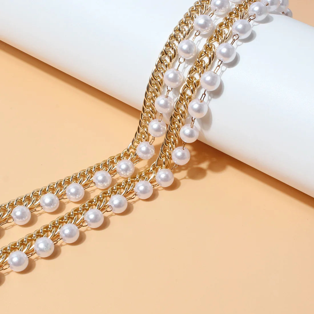 Gold-Tone Pearl Waist Chain With Luxe Multi-Layer Body Chain For Neon Night Vibe — Gold | KIMLUD